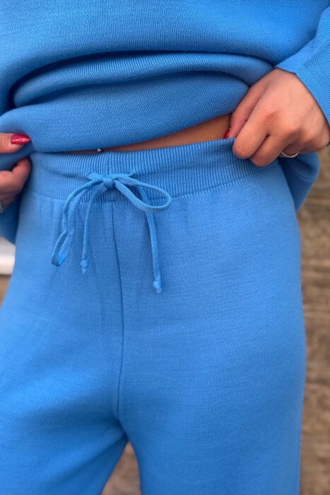 ZIPPER NECK SWEATER + TROUSERS WOMAN SET LIGHTBLUE/BZ - 4