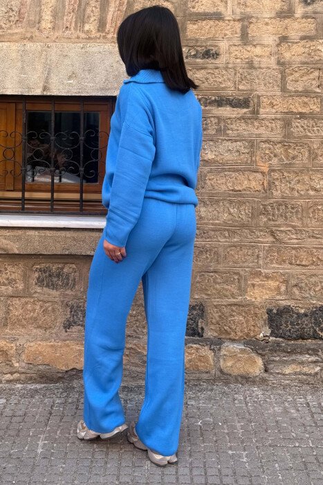 ZIPPER NECK SWEATER + TROUSERS WOMAN SET LIGHTBLUE/BZ - 6
