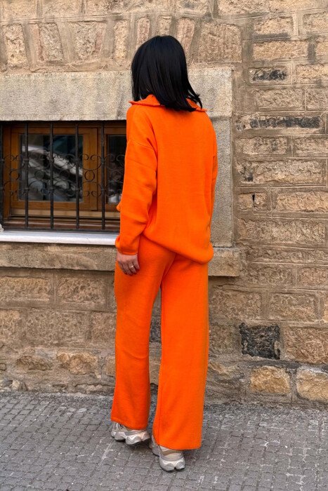 ZIPPER NECK SWEATER + TROUSERS WOMAN SET ORANGE/PORTOKALLI - 3