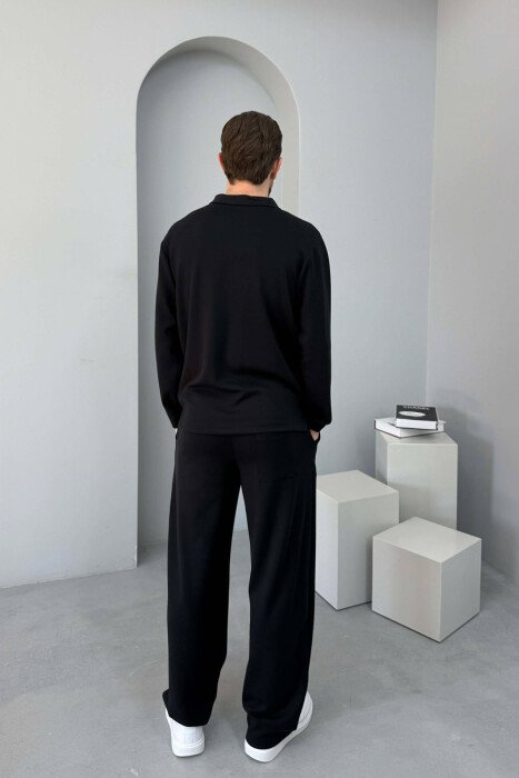 ZIPPER NECK SWEATSHIRT +SWEATPANTS MEN SET BLACK/ E ZEZE - 4