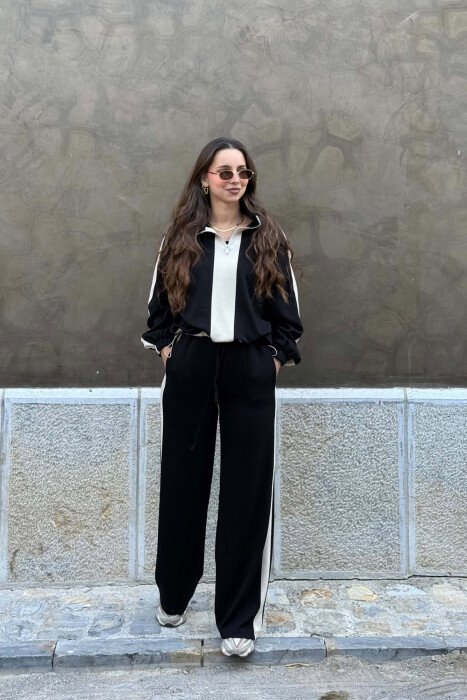 ZIPPER NECK SWEATSHIRT + SWEATPANTS WOMAN SET BLACK/ E ZEZE - 2