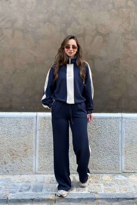 ZIPPER NECK SWEATSHIRT + SWEATPANTS WOMAN SET BLUE/BLU - 4