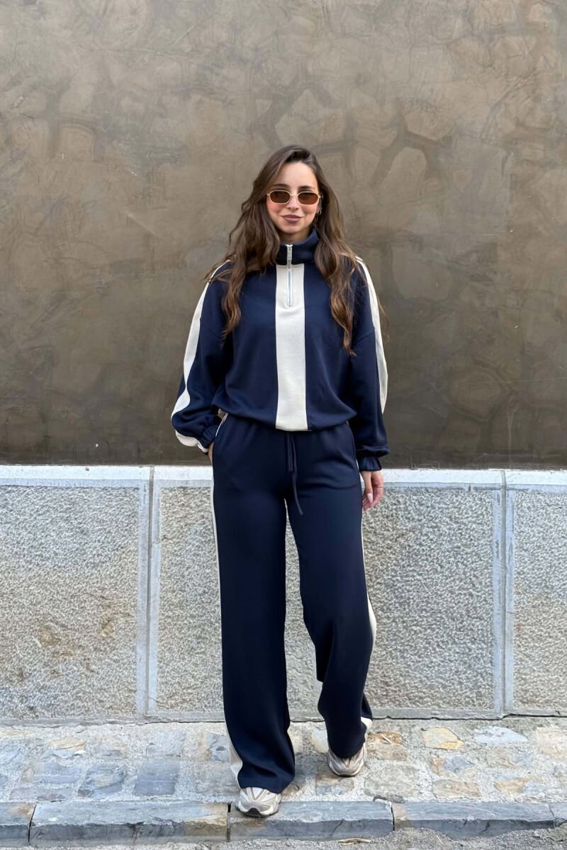 ZIPPER NECK SWEATSHIRT + SWEATPANTS WOMAN SET BLUE/BLU - 4