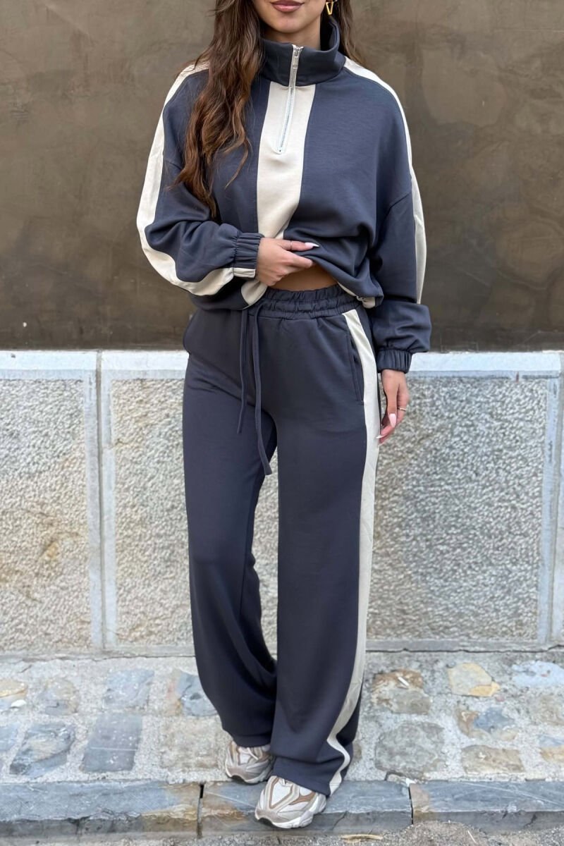 ZIPPER NECK SWEATSHIRT + SWEATPANTS WOMAN SET GREY/GRI - 3