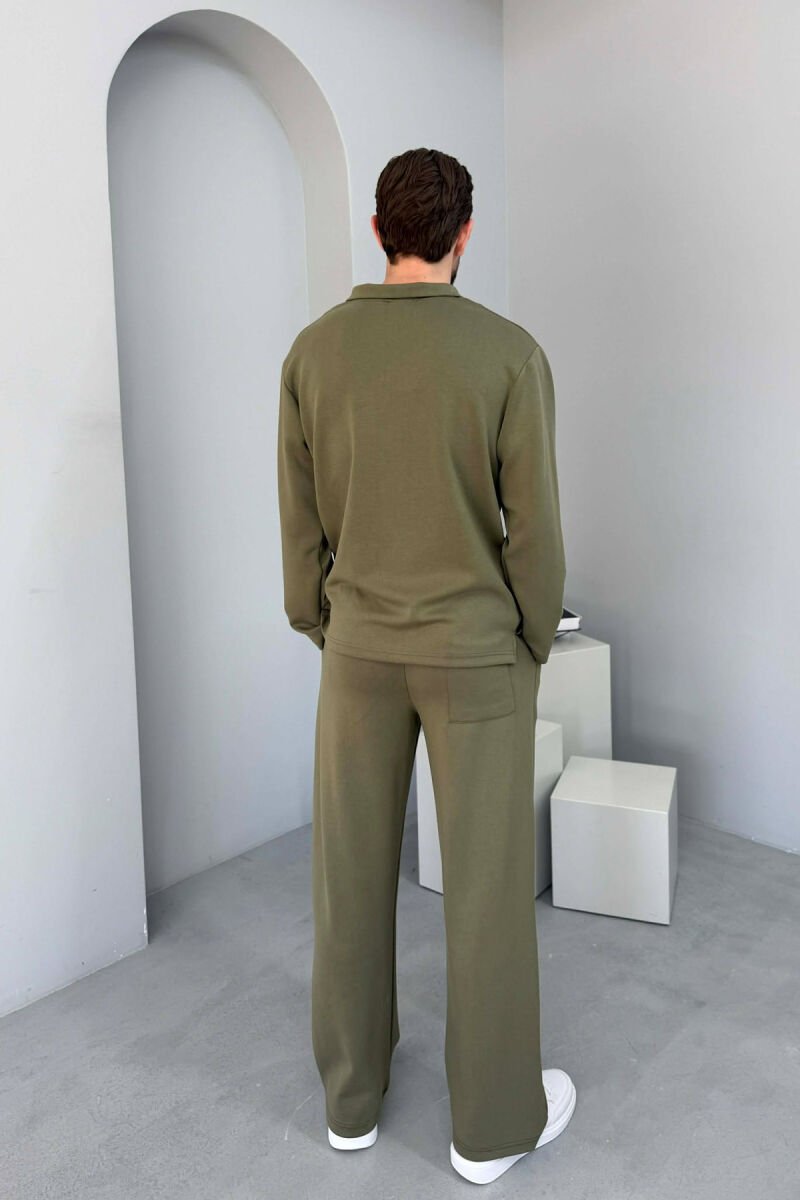 ZIPPER NECK SWEATSHIRT +SWEATPANTS MEN SET OLIVE/ULLI - 4