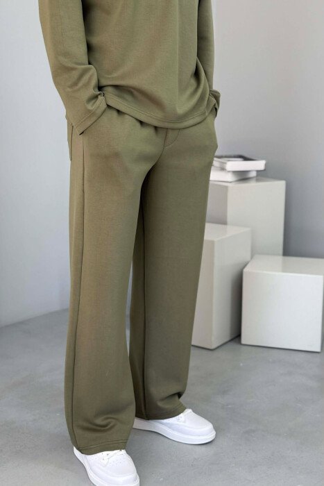 ZIPPER NECK SWEATSHIRT +SWEATPANTS MEN SET OLIVE/ULLI - 5