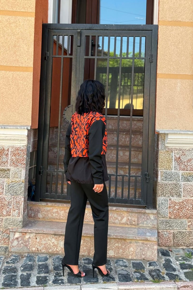 ZIPPER NECK SWEATSHIRT + TROUSERS WOMAN SET BLACK+ORANGE/ZEPO - 4