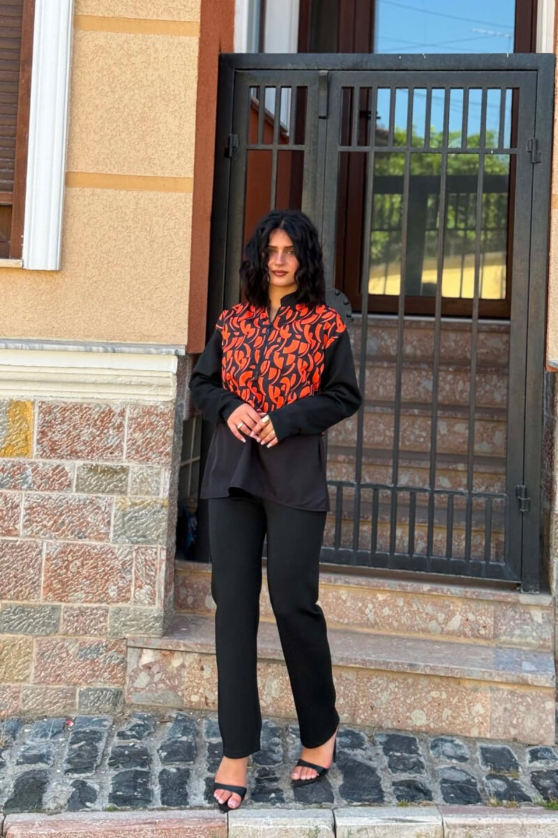 ZIPPER NECK SWEATSHIRT + TROUSERS WOMAN SET BLACK+ORANGE/ZEPO - 6