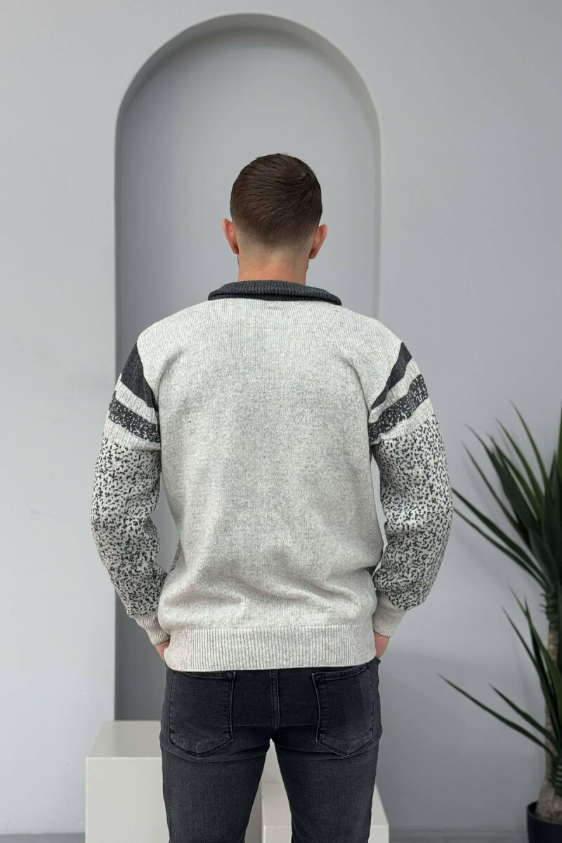 ZIPPER NECK TWO COLORS MEN SWEATER GREY/GRI - 4