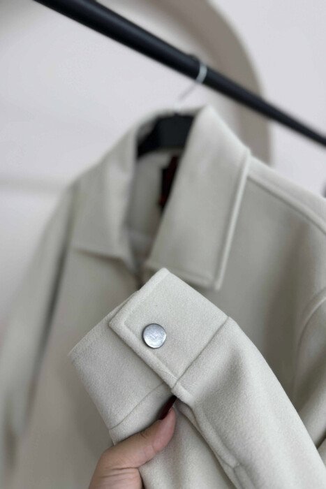 ZIPPER ONE COLOR SIMPLE WOMEN JACKET CREAM/KREM - 3