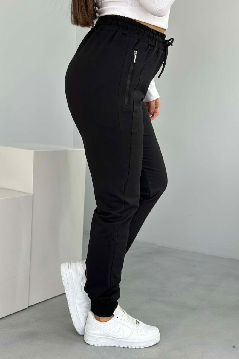 ZIPPER ONE COLOR WOMAN SWEATPANTS BLACK/ E ZEZE - 2