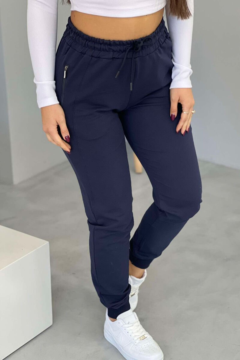 ZIPPER ONE COLOR WOMAN SWEATPANTS BLUE/BLU - 1
