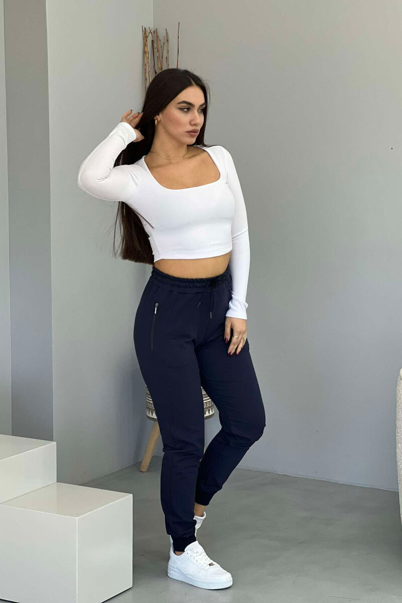 ZIPPER ONE COLOR WOMAN SWEATPANTS BLUE/BLU - 2