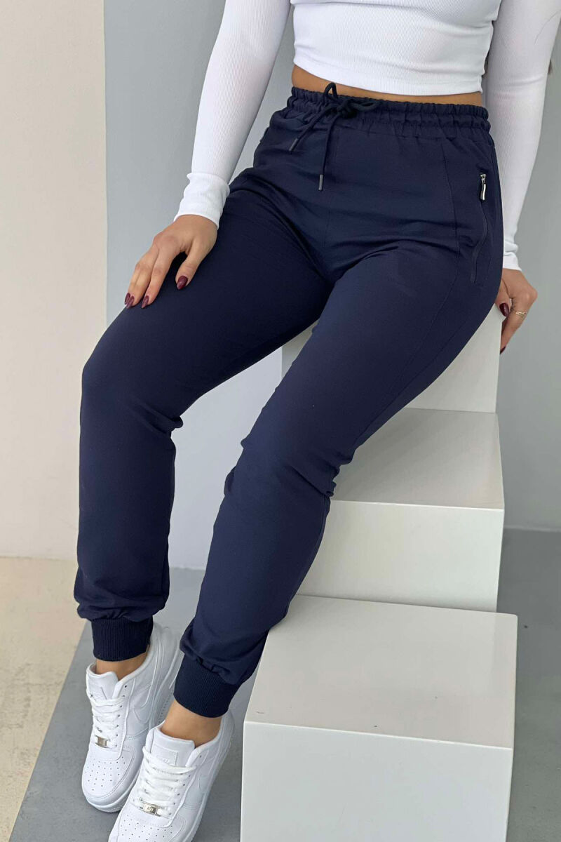 ZIPPER ONE COLOR WOMAN SWEATPANTS BLUE/BLU - 3