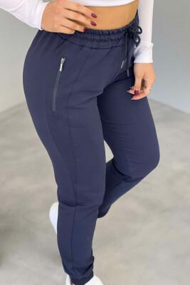 ZIPPER ONE COLOR WOMAN SWEATPANTS BLUE/BLU - 5