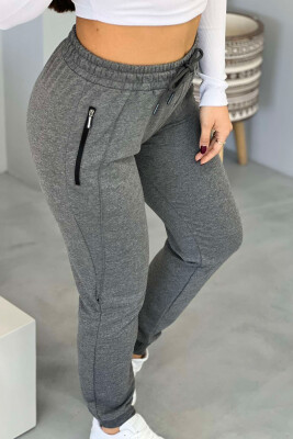 ZIPPER ONE COLOR WOMAN SWEATPANTS GREY/GRI - 3