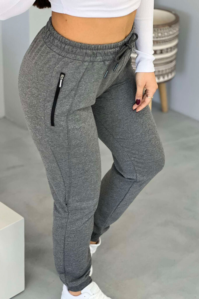 ZIPPER ONE COLOR WOMAN SWEATPANTS GREY/GRI - 3