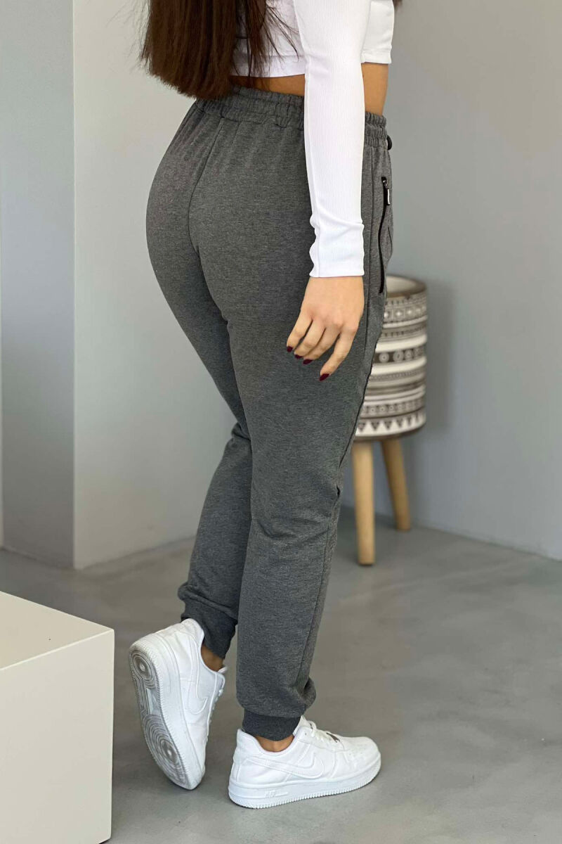 ZIPPER ONE COLOR WOMAN SWEATPANTS GREY/GRI - 4