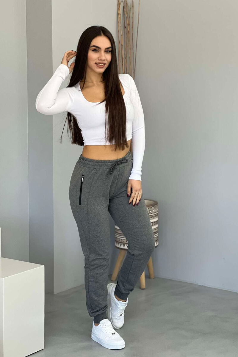 ZIPPER ONE COLOR WOMAN SWEATPANTS GREY/GRI - 5