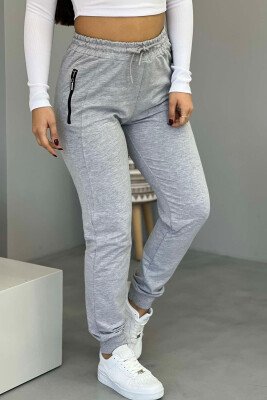 ZIPPER ONE COLOR WOMAN SWEATPANTS LIGHT GREY/GZ 