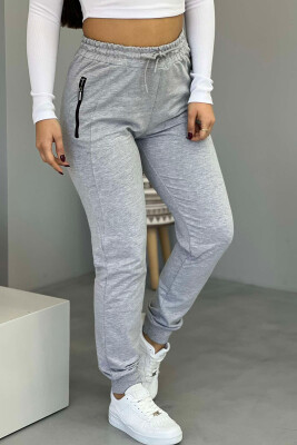 ZIPPER ONE COLOR WOMAN SWEATPANTS LIGHT GREY/GZ - 1