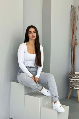 ZIPPER ONE COLOR WOMAN SWEATPANTS LIGHT GREY/GZ - 2