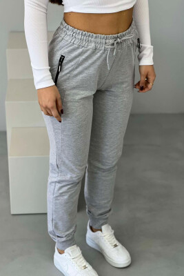 ZIPPER ONE COLOR WOMAN SWEATPANTS LIGHT GREY/GZ - 3