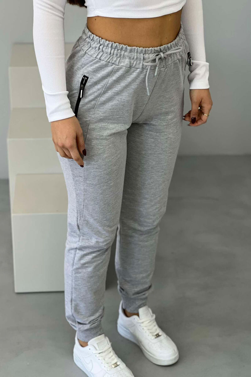 ZIPPER ONE COLOR WOMAN SWEATPANTS LIGHT GREY/GZ - 3
