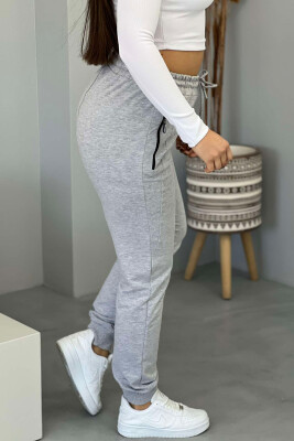 ZIPPER ONE COLOR WOMAN SWEATPANTS LIGHT GREY/GZ - 5