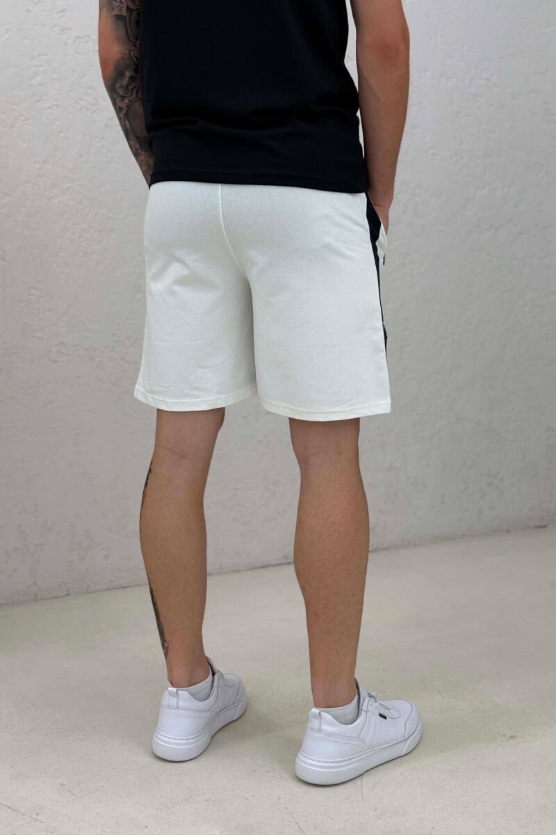 ZIPPER POCKETS LACINGS MEN SHORT SWEATPANTS WHITE-E BARDHE - 3