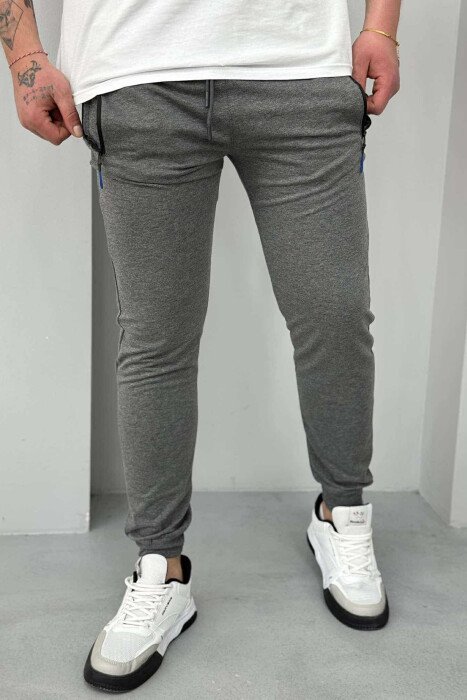 ZIPPER POCKETS ONE COLOR MEN JOGGERS DARK GREY/GEE - 1