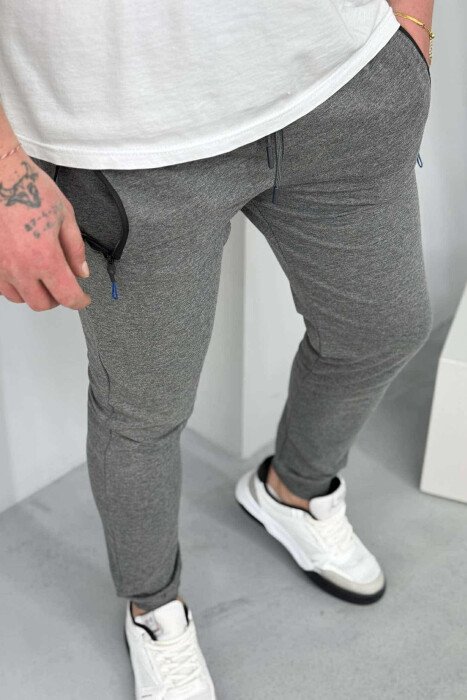 ZIPPER POCKETS ONE COLOR MEN JOGGERS DARK GREY/GEE - 3
