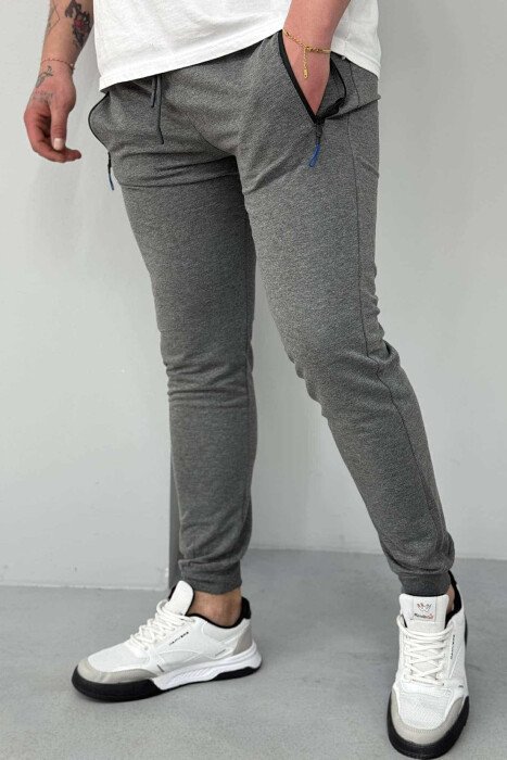 ZIPPER POCKETS ONE COLOR MEN JOGGERS DARK GREY/GEE - 4