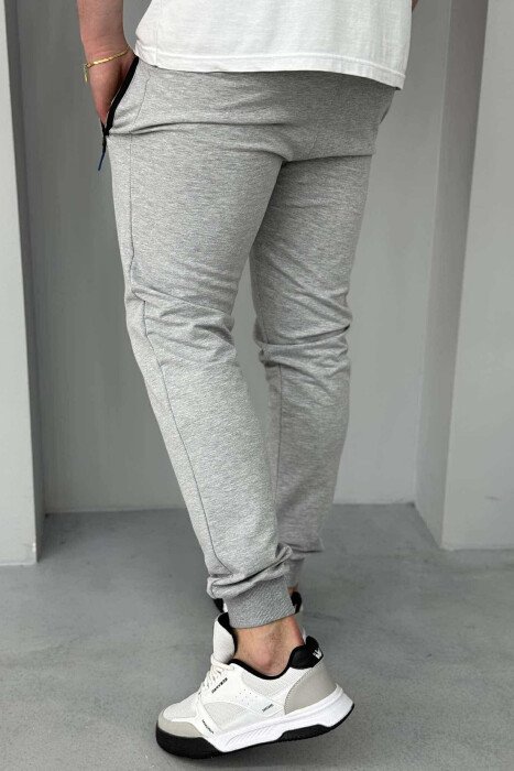 ZIPPER POCKETS ONE COLOR MEN JOGGERS LIGHT GREY/GZ - 2