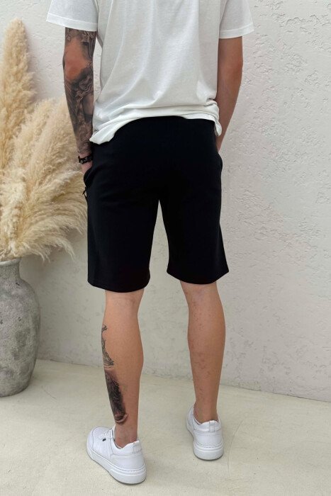 ZIPPER POCKETS ONE COLOR MEN SHORT SWEATPANTS MIDNIGHT BLUE/BLU MESNATE - 3