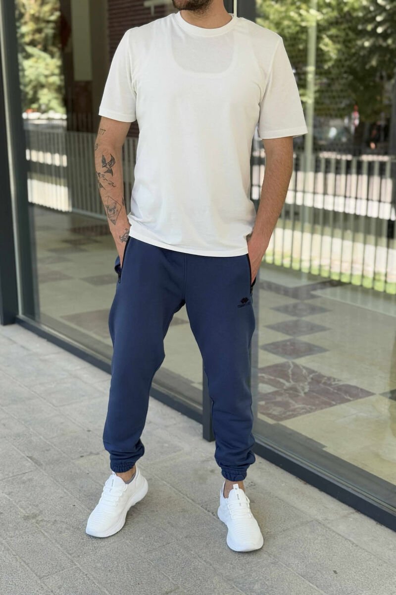 ZIPPER POCKETS ONE COLOR MEN SWEATPANTS BLUE/BLU - 2