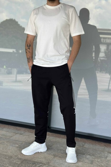 ZIPPER POCKETS SIMPLE MEN SWEATPANTS BLACK/ E ZEZE - 2