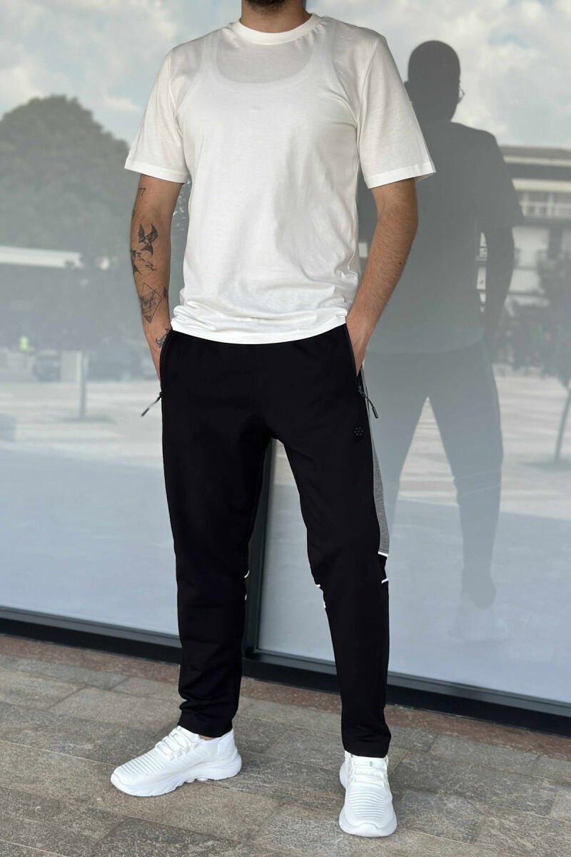 ZIPPER POCKETS SIMPLE MEN SWEATPANTS BLACK/ E ZEZE - 2