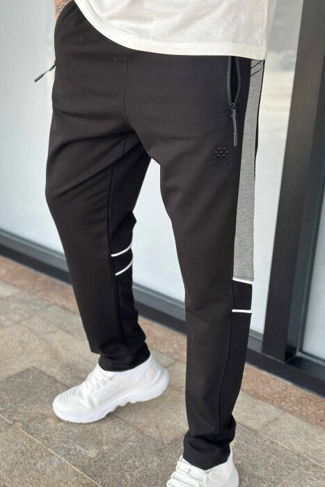 ZIPPER POCKETS SIMPLE MEN SWEATPANTS BLACK/ E ZEZE - KLAUDIO FASHION