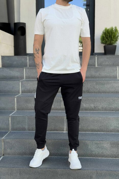 ZIPPER POCKETS SMALL LOGO MEN JOGGERS BLACK/ E ZEZE - 2