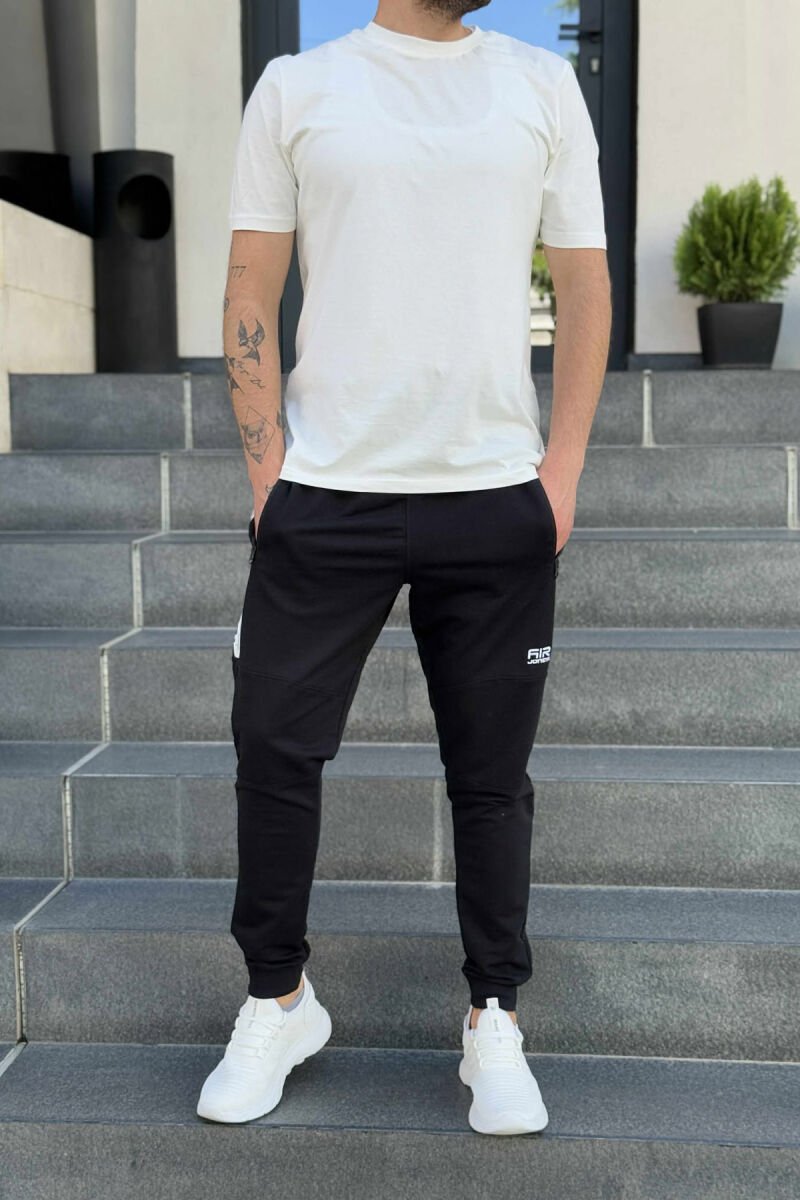 ZIPPER POCKETS SMALL LOGO MEN JOGGERS BLACK/ E ZEZE - 2