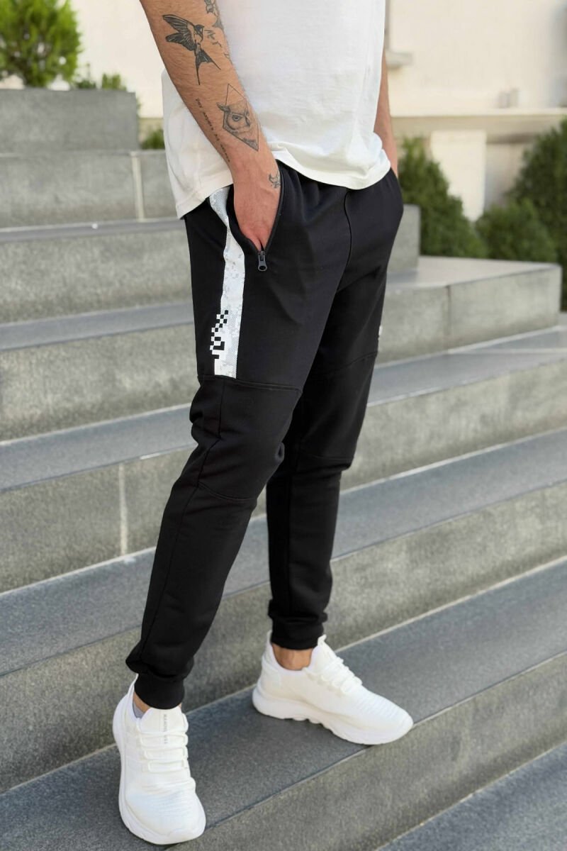 ZIPPER POCKETS SMALL LOGO MEN JOGGERS BLACK/ E ZEZE - 3