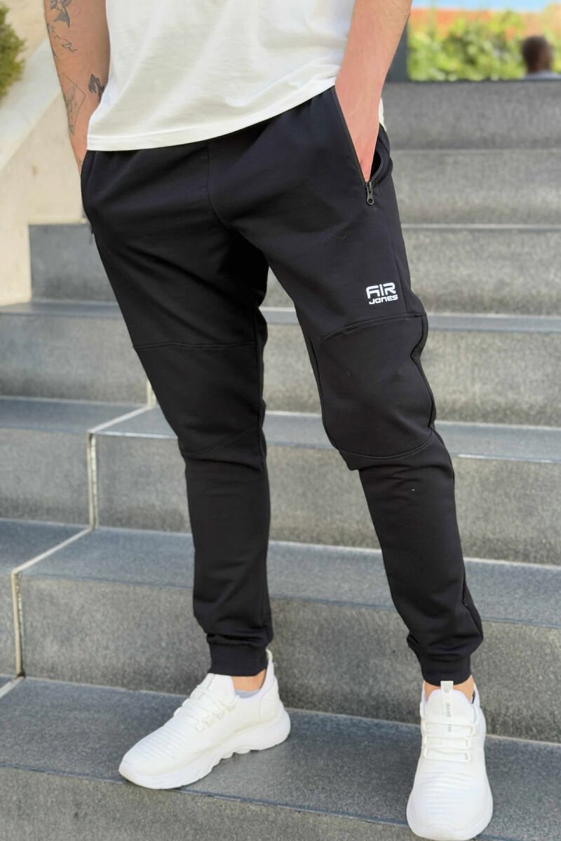 ZIPPER POCKETS SMALL LOGO MEN JOGGERS BLACK/ E ZEZE - 1