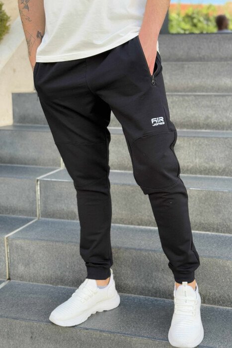 ZIPPER POCKETS SMALL LOGO MEN JOGGERS BLACK/ E ZEZE 