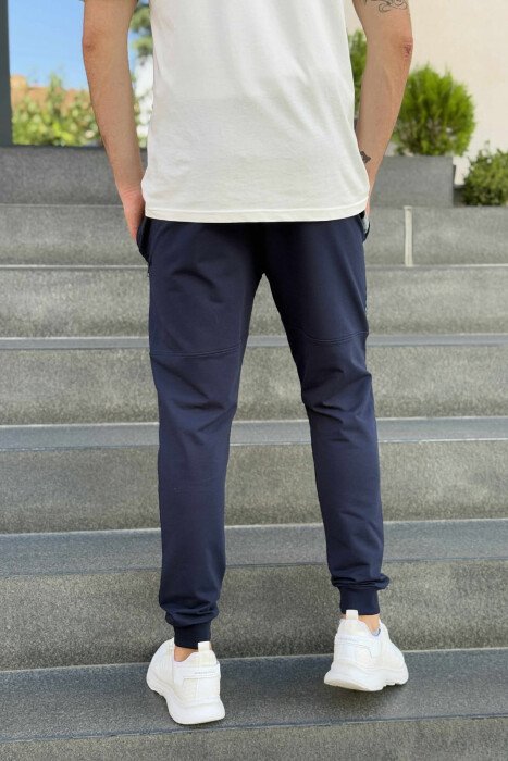 ZIPPER POCKETS SMALL LOGO MEN JOGGERS DARK BLUE/BEE - 4