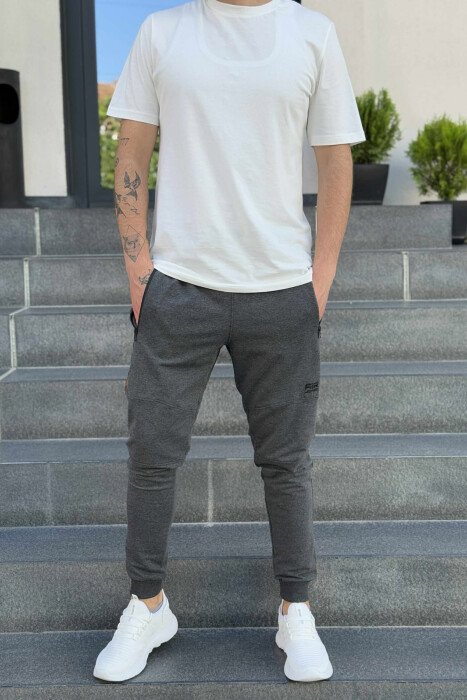 ZIPPER POCKETS SMALL LOGO MEN JOGGERS DARK GREY/GEE - 2