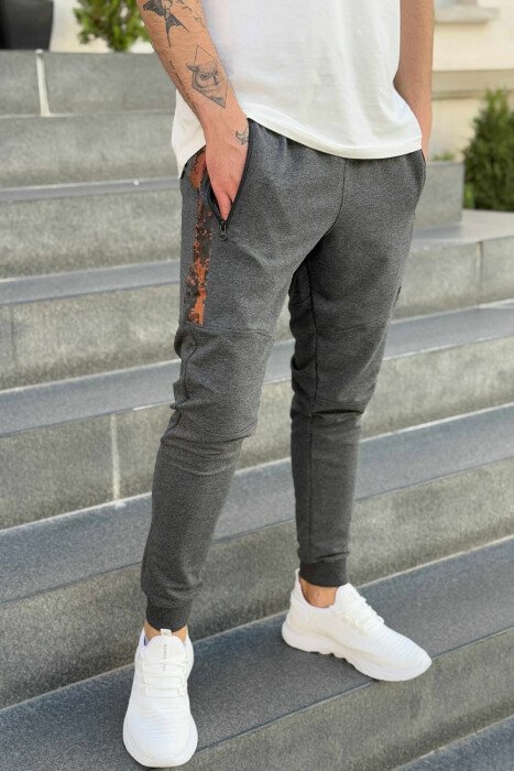 ZIPPER POCKETS SMALL LOGO MEN JOGGERS DARK GREY/GEE - 3