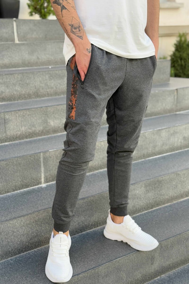 ZIPPER POCKETS SMALL LOGO MEN JOGGERS DARK GREY/GEE - 3