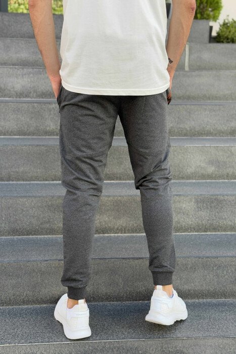 ZIPPER POCKETS SMALL LOGO MEN JOGGERS DARK GREY/GEE - 4