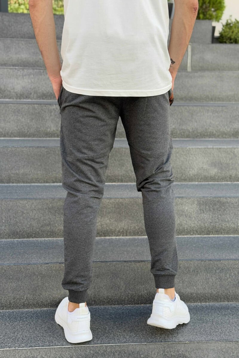 ZIPPER POCKETS SMALL LOGO MEN JOGGERS DARK GREY/GEE - 4